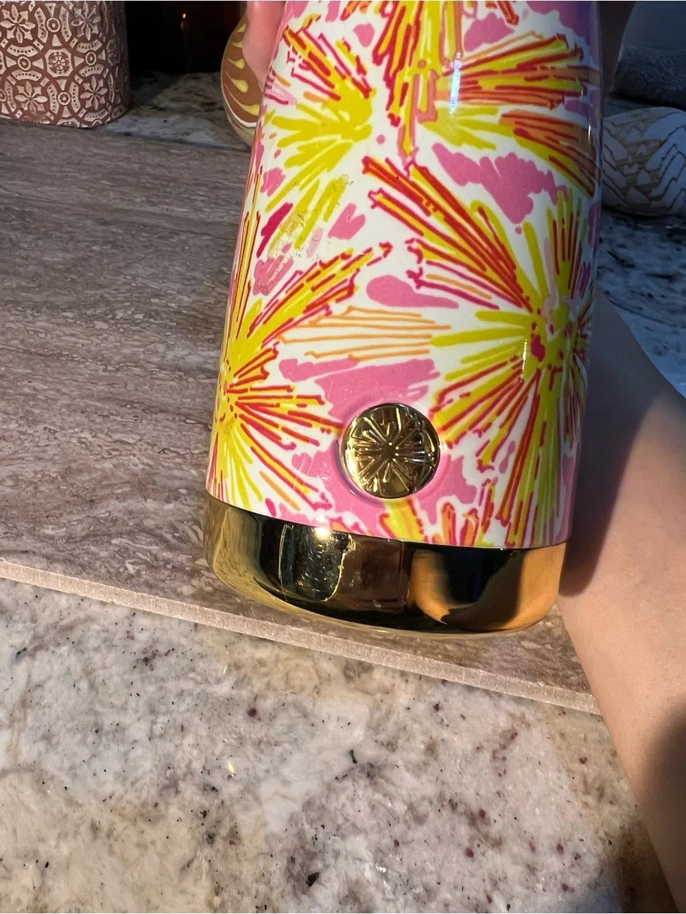Pink & Yellow Floral Insulated Bottle -by Lilly Pulitzer 24 oz EUC